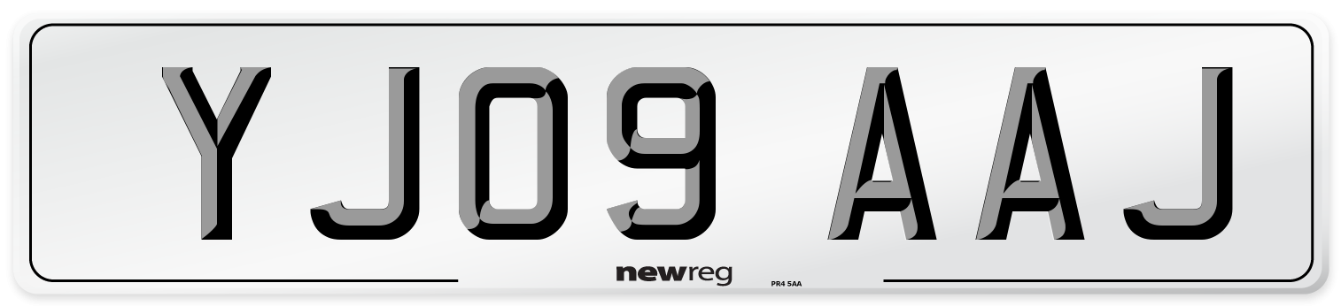 YJ09 AAJ Number Plate from New Reg